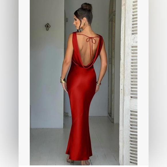 Satin Red Dress Small - Picture 2 of 6